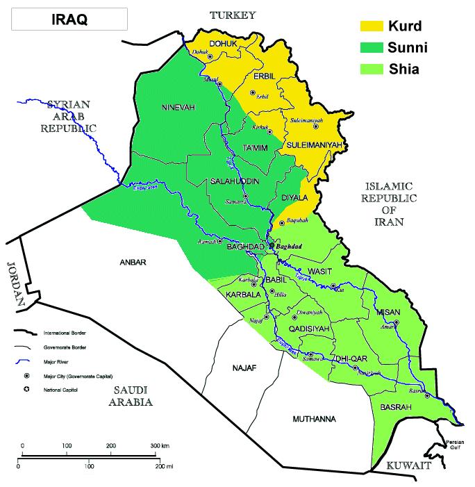 خارطة الدينية للعراق 