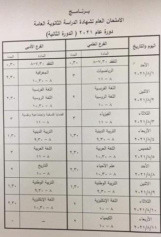  تصدر برامج امتحان الدورة الثانية للعام 2021 للشهادات الثانوية العامة والشرعية