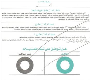 بطاقة الاستفتاء على التعديلات الدستورية 