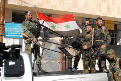 الجيش العربي السوري في حتيتة التركمان أمس (سانا)
